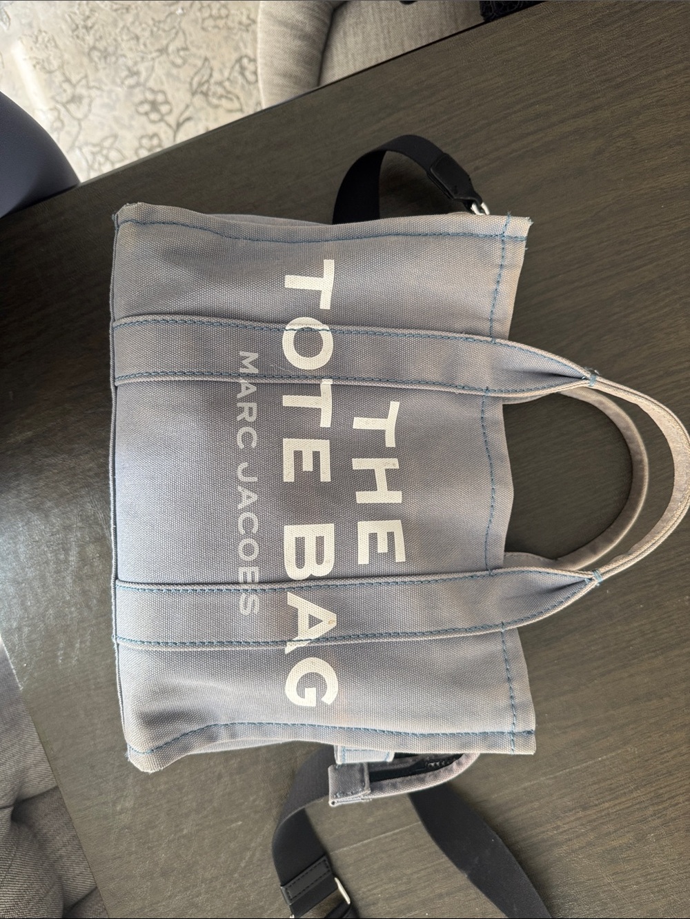 Marc Jacobs Light Blue Canvas Tote Bag with White Logo